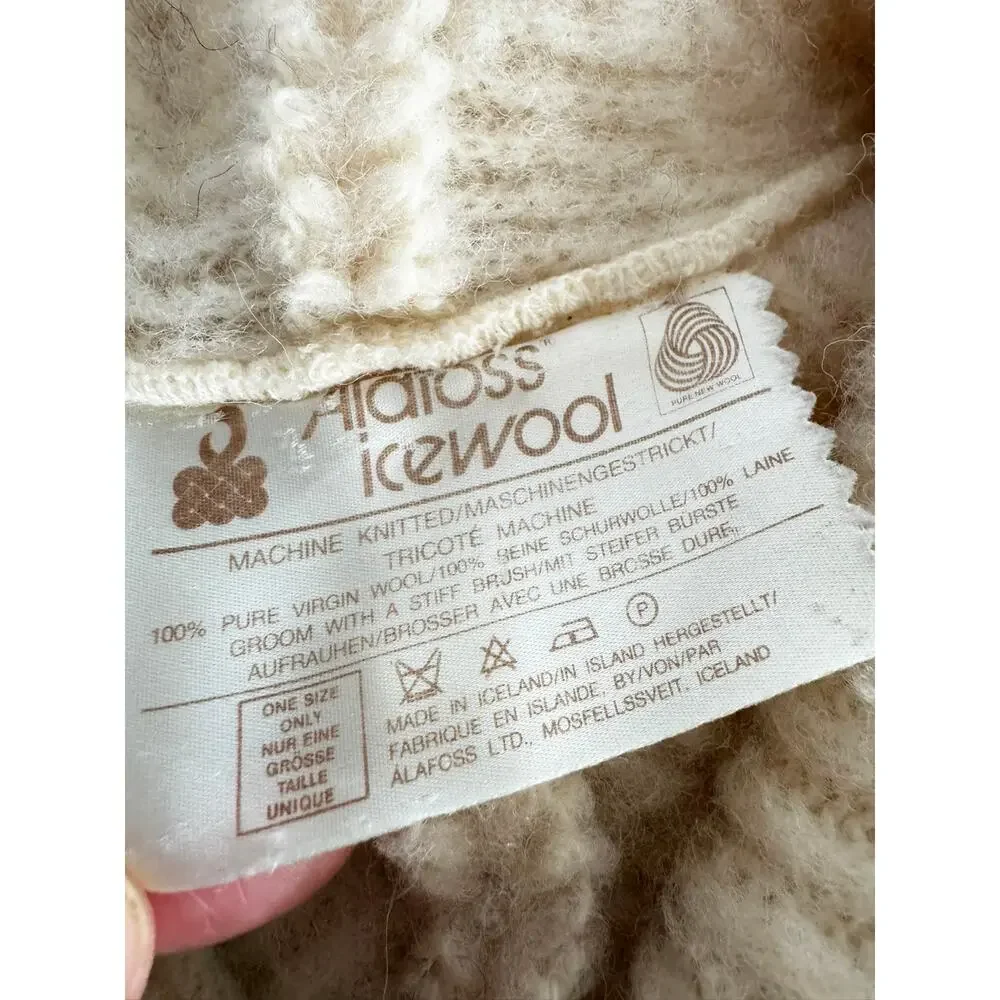 ALAFOSS ICEWOOL Vintage Pure Virgin Wool Hooded Poncho One Size